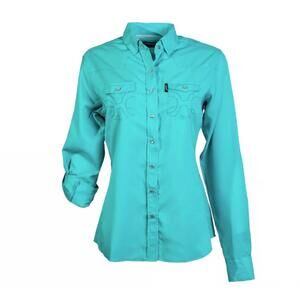 NEW HOOEY kid's sol curaco long sleeve pearl snap in blue